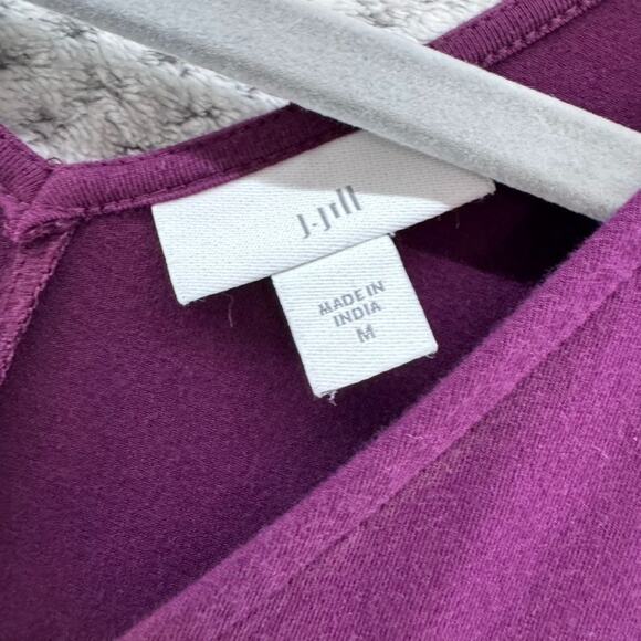 J Jill Dress Womens M Purple Maxi Dress A-Line Pockets V-Neck Short Sleeve - Picture 2 of 13